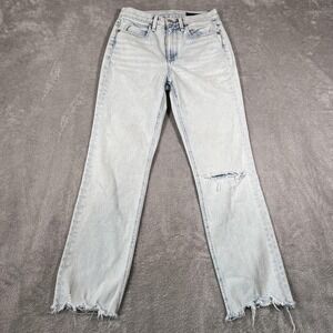 Rag & Bone Cigarette Jeans Womens 25‎ Dean Light Blue Distressed Raw Hem Wythe